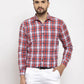 Jainish Red Men's Cotton Checked Formal Shirt's ( SF 764Red )