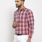 Jainish Red Men's Cotton Checked Formal Shirt's ( SF 764Red )