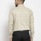 Jainish Cream Men's Cotton Printed Formal Shirt's ( SF 766Cream )