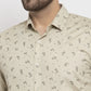 Jainish Cream Men's Cotton Printed Formal Shirt's ( SF 766Cream )