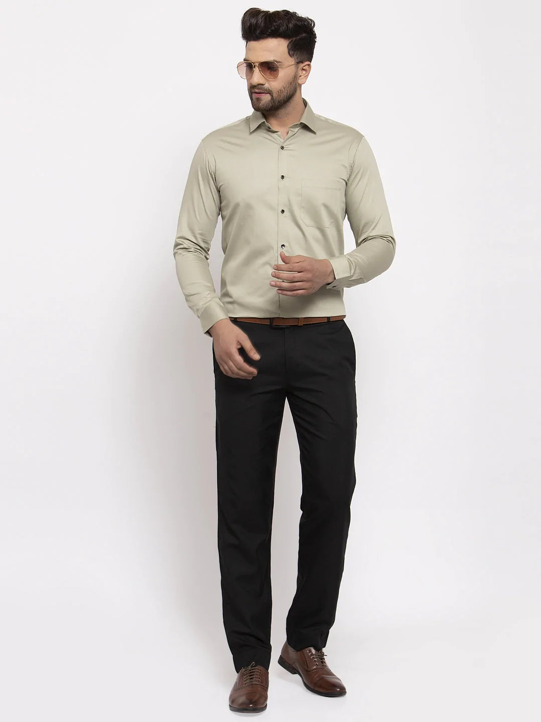Jainish Silver Men's Cotton Solid Formal Shirt's ( SF 768Steel-Grey )