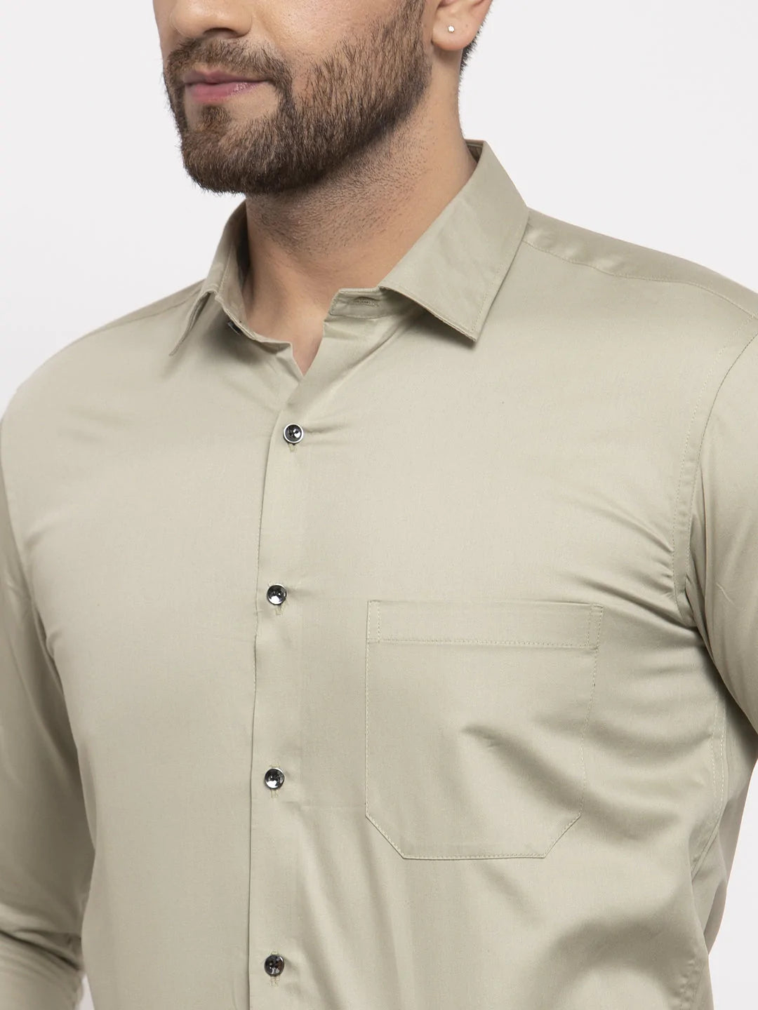 Jainish Silver Men's Cotton Solid Formal Shirt's ( SF 768Steel-Grey )