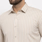 Jainish Cream Men's Cotton Striped Formal Shirt's ( SF 770Cream )