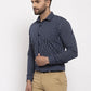 Jainish Navy Men's Cotton Striped Formal Shirt's ( SF 770Navy )