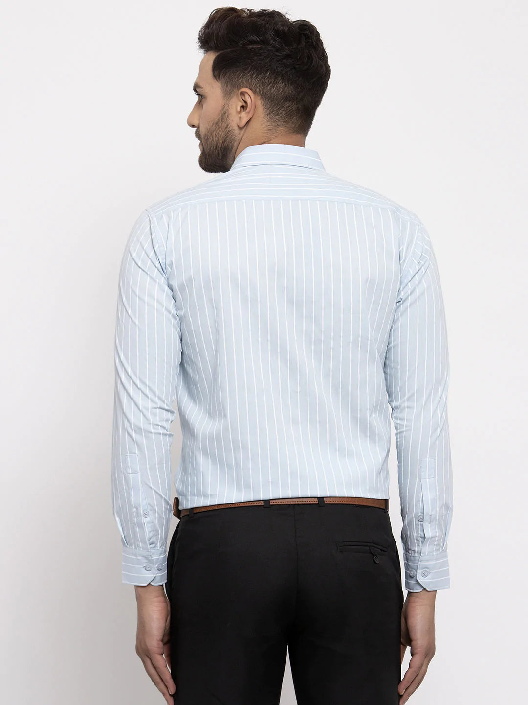 Jainish Blue Men's Cotton Striped Formal Shirt's ( SF 770Sky )