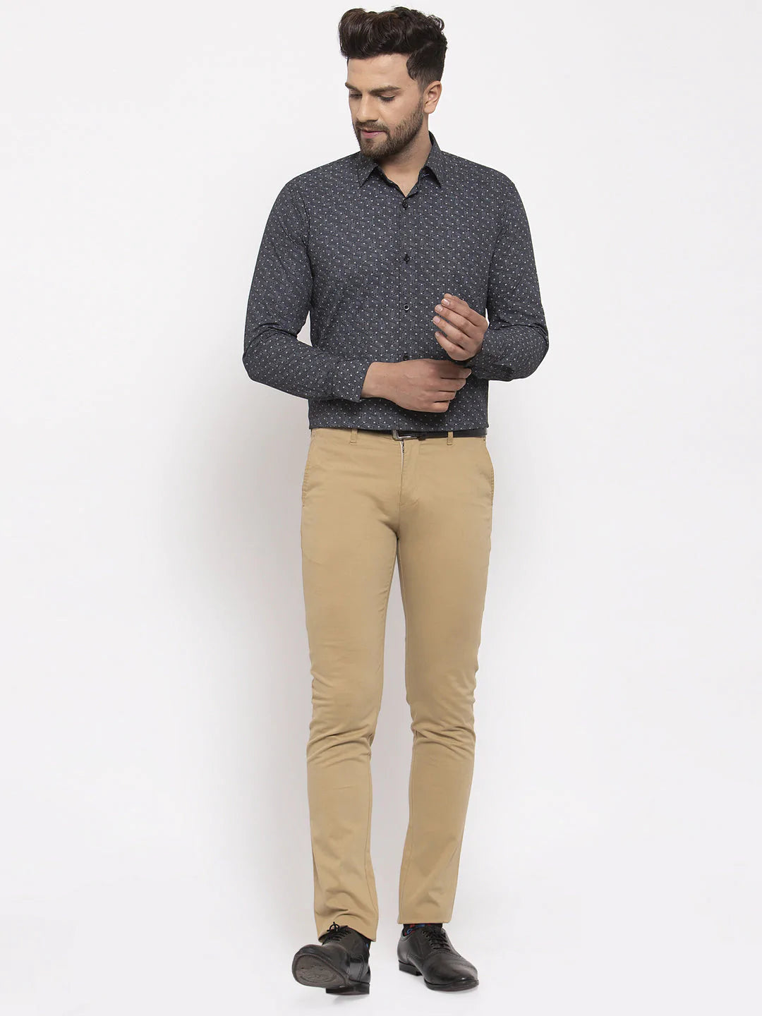 Jainish Black Men's Cotton Printed Formal Shirt's ( SF 772Black )