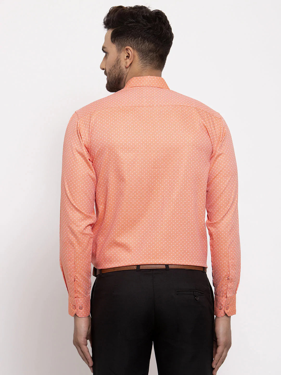 Jainish Peach Men's Cotton Printed Formal Shirt's ( SF 774Peach )