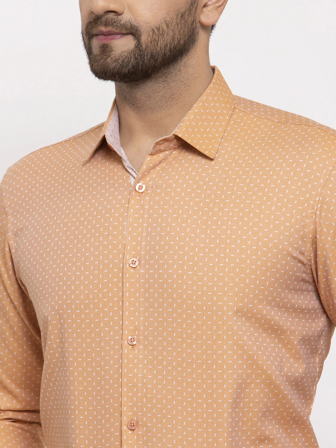 Jainish Brown Men's Cotton Printed Formal Shirt's ( SF 774Rust )