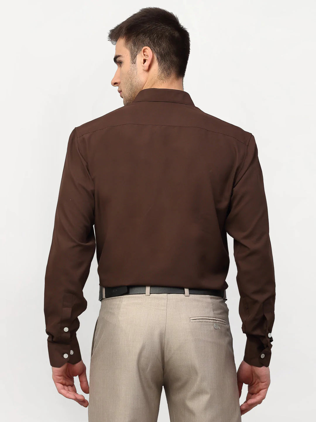 Jainish Brown Men's Solid Formal Shirts ( SF 777Coffee )