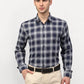Jainish Navy Blue Men's Checked Formal Shirts ( SF 779Navy )