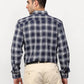 Jainish Navy Blue Men's Checked Formal Shirts ( SF 779Navy )
