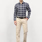 Jainish Navy Blue Men's Checked Formal Shirts ( SF 779Navy )