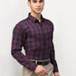 Jainish Red Men's Checked Formal Shirts ( SF 781Red-Blue )