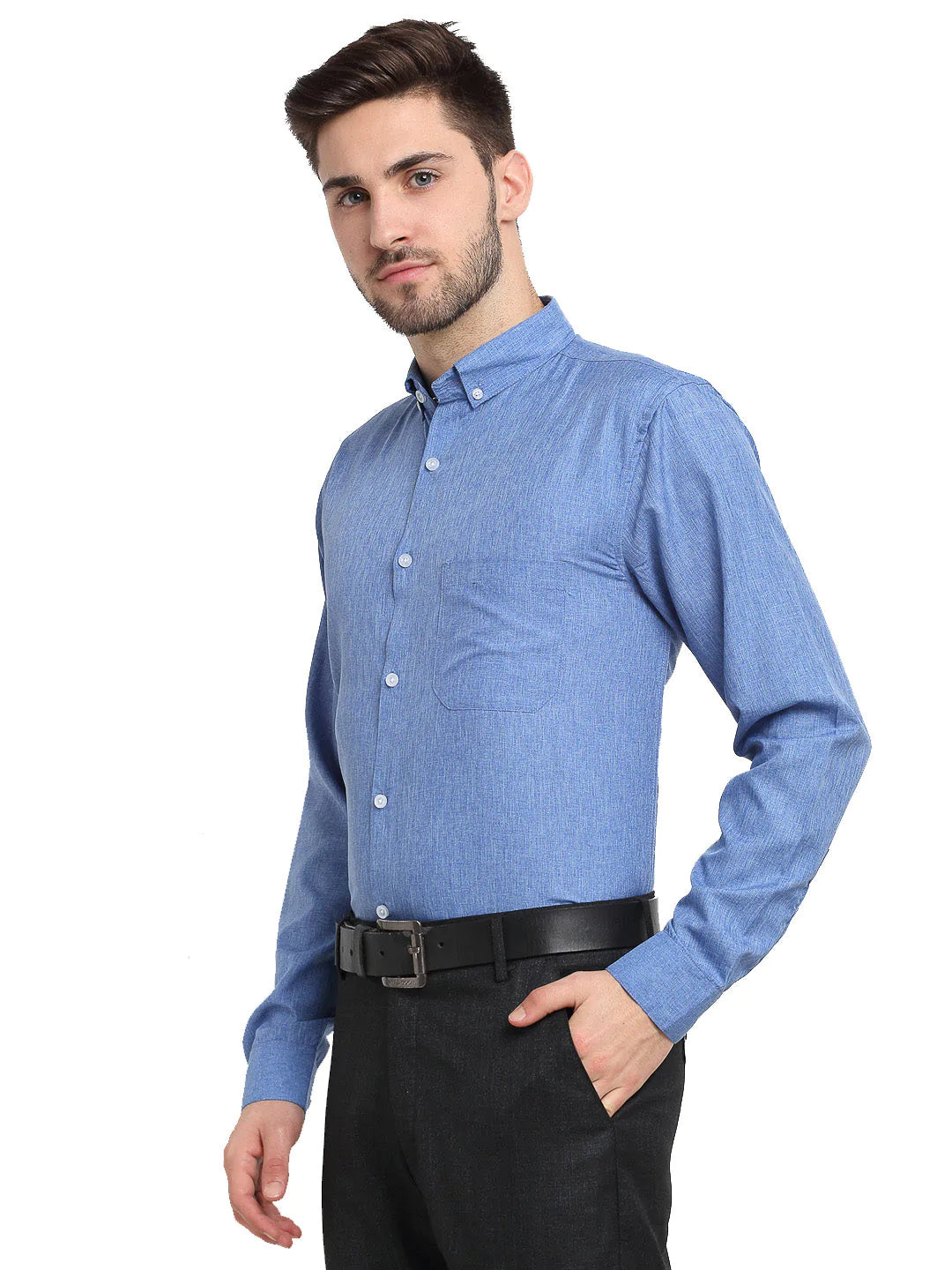 Jainish Blue Men's Button Down Collar Cotton Formal Shirt ( SF 785Light-Blue )