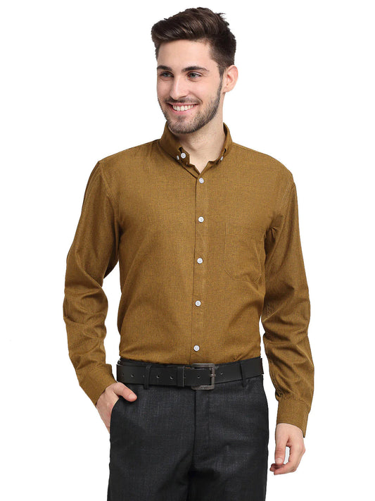 Jainish Olive Men's Button Down Collar Cotton Formal Shirt ( SF 785Olive )