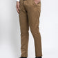 Jainish Men's Brown Tapered Fit Formal Trousers