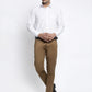 Jainish Men's Brown Tapered Fit Formal Trousers