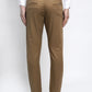 Jainish Men's Brown Tapered Fit Formal Trousers
