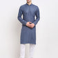 Men's Cotton Solid Kurta Pyjama ( JOKP 532Dark-Grey )