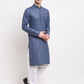 Men's Cotton Solid Kurta Pyjama ( JOKP 532Dark-Grey )