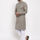 Men Grey & White Solid Kurta with Churidar ( JOKP 532 Grey )