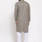 Men Grey & White Solid Kurta with Churidar ( JOKP 532 Grey )