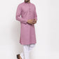 Men Magenta Pink & White Solid Kurta with Churidar ( JOKP 532 Magenta )