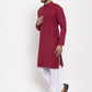 Men Maroon & White Solid Kurta with Churidar ( JOKP 532 Maroon )