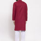 Men Maroon & White Solid Kurta with Churidar ( JOKP 532 Maroon )