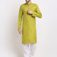 Men's Cotton Solid Kurta Pyjama ( JOKP 532Olive )