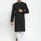 Jompers Men's Black Cotton Solid Kurta Payjama Sets ( JOKP 611 Black )