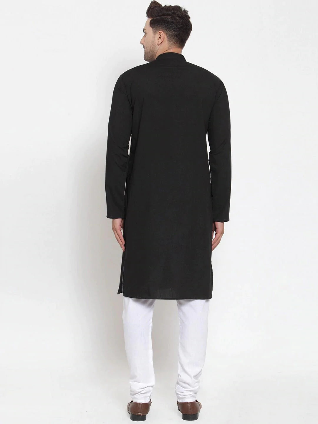 Jompers Men's Black Cotton Solid Kurta Payjama Sets ( JOKP 611 Black )