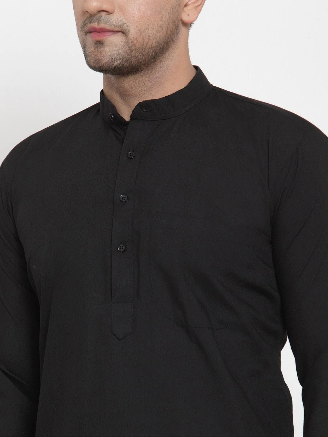 Jompers Men's Black Cotton Solid Kurta Payjama Sets ( JOKP 611 Black )