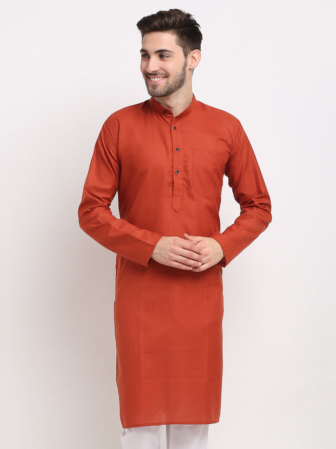 Jompers Men's Solid Cotton Kurtas ( KO 532Brown )