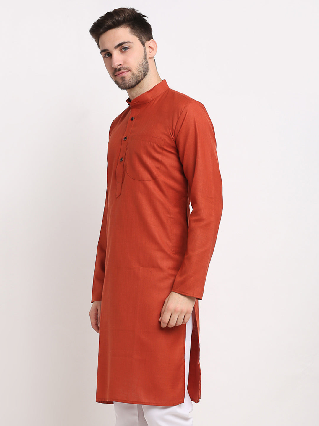 Jompers Men's Solid Cotton Kurtas ( KO 532Brown )