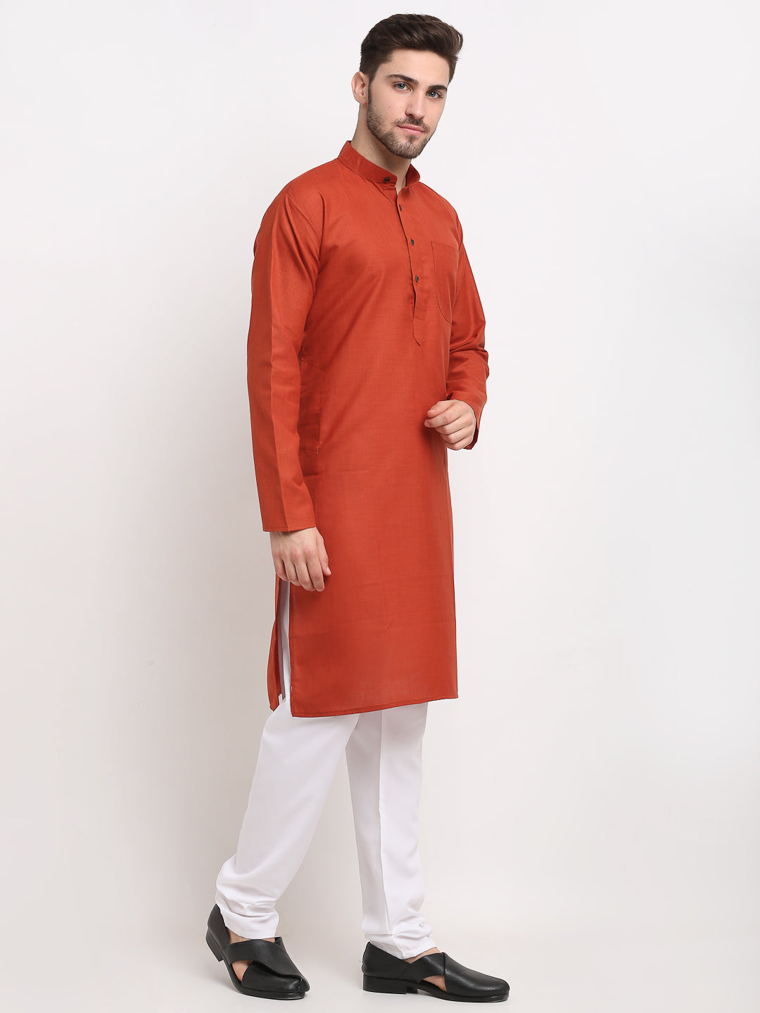 Jompers Men's Solid Cotton Kurtas ( KO 532Brown )