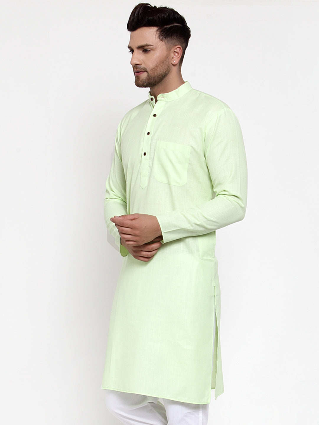 Jompers Men's Solid Cotton Kurtas ( KO 532Lime )