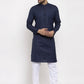 Men Navy-Blue & White Solid Kurta Only ( KO 532 Navy-Blue )