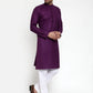 Men Purple & White Solid Kurta Only ( KO 532 Purple )