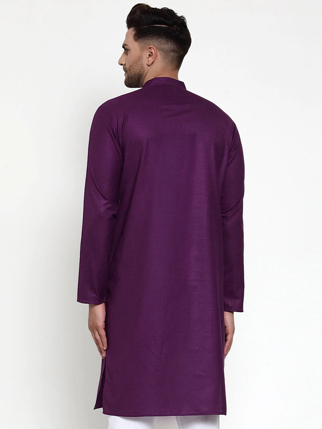 Men Purple & White Solid Kurta Only ( KO 532 Purple )