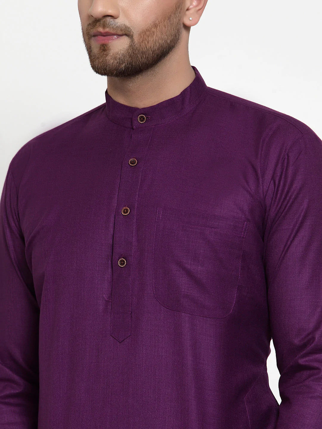Men Purple & White Solid Kurta Only ( KO 532 Purple )