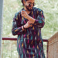 Jompers Men Black Woven Design Ikkat Straight Kurta Only ( KO 615 Black )