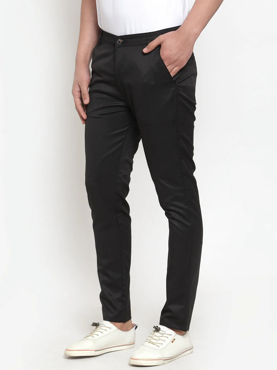 Jainish Men's Black Solid Formal Trousers ( FGP 253Black )