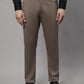 Jainish Men's Dark-Beige Tapered Fit Formal Trousers