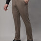 Jainish Men's Dark-Beige Tapered Fit Formal Trousers
