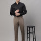 Jainish Men's Dark-Beige Tapered Fit Formal Trousers