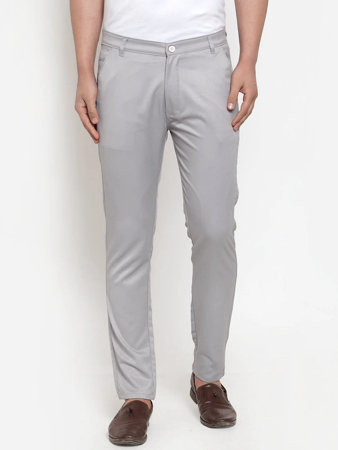 Jainish Men's Grey Solid Formal Trousers ( FGP 253Light-Grey )