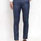 Jainish Men's Navy Cotton Checked Formal Trousers ( GP 259Navy-Blue )