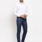 Jainish Men's Navy Cotton Checked Formal Trousers ( GP 259Navy-Blue )
