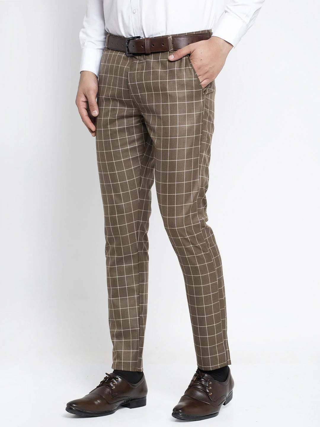 Jainish Men's Brown Formal Trousers ( FGP 260Coffee )